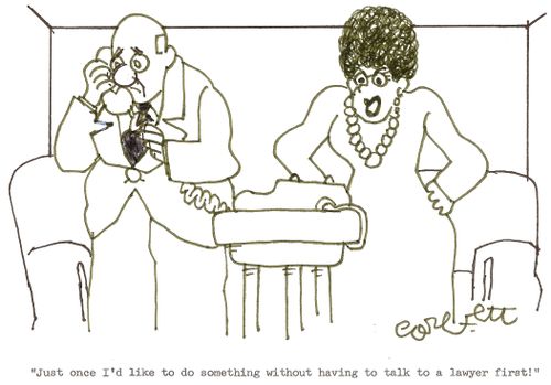 'Just once I'd like to do something without having to talk to a lawyer first!'