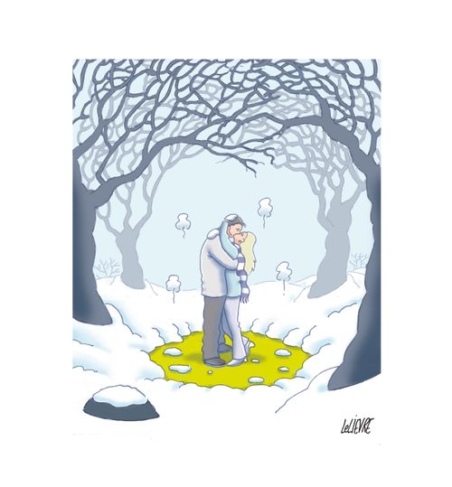 Couple melting the snow around them.
