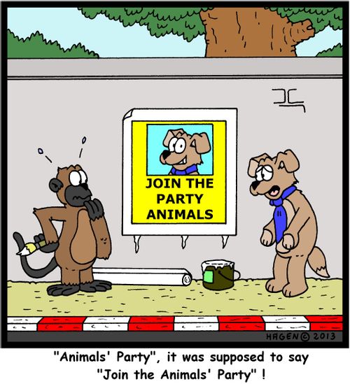 ''Animals' Party', it was supposed to say 'Join the Animals' Party'!'