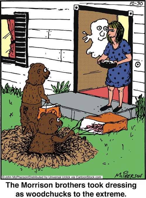 The Morrison brothers took dressing as woodchucks to the extreme.'