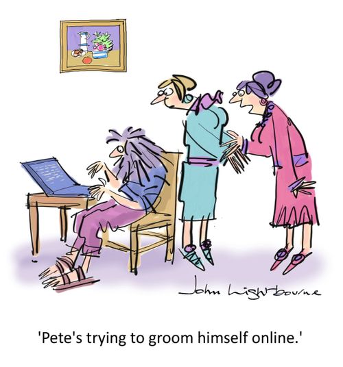 Pete's trying to groom himself"