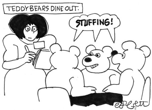 Teddy bears dine out: STUFFING!