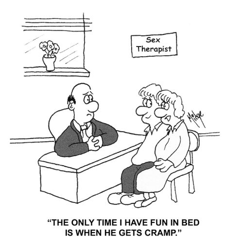 "The only time I have fun in bed is when he gets cramp."
