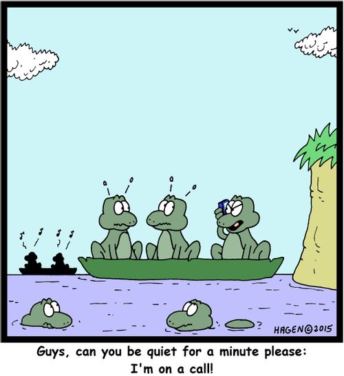 "Guys, can you be quiet for a minute please: I'm on a call!"