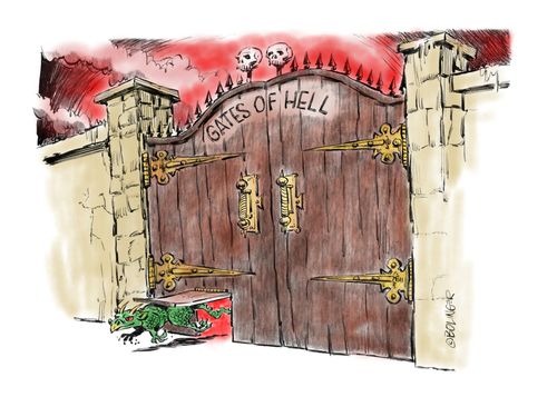 Cat-flap at the Gates of Hell