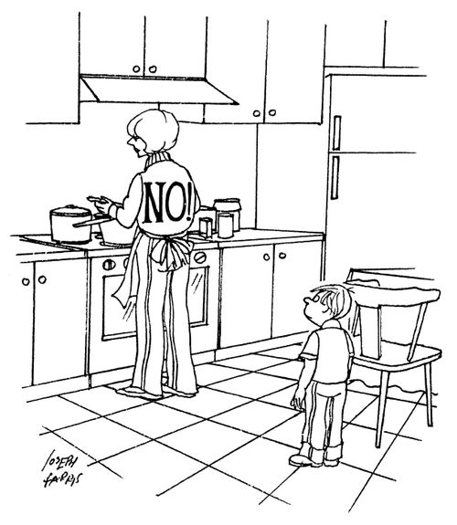 Mother has jumper with NO written in big letters on the back.