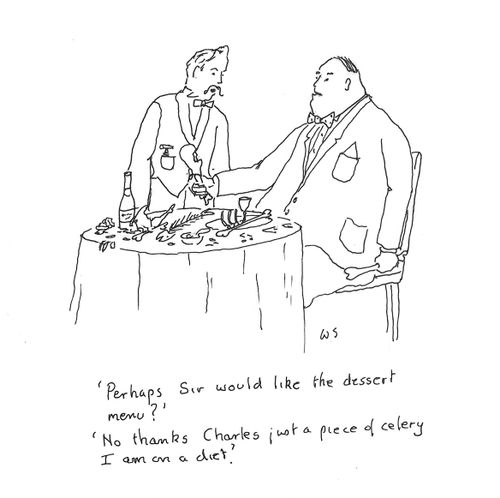 'Perhaps sir would like the dessert menu?'