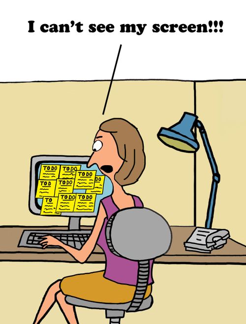 "I can't see my screen!!"