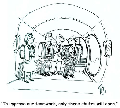 'To improve our teamwork, only three chutes will open.'