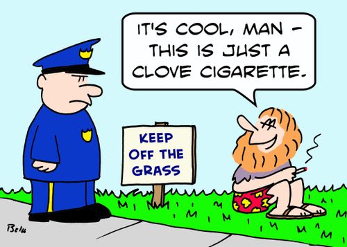 KEEP OFF THE GRASS, 'It's cool, man -- this is just a clove cigarette.'