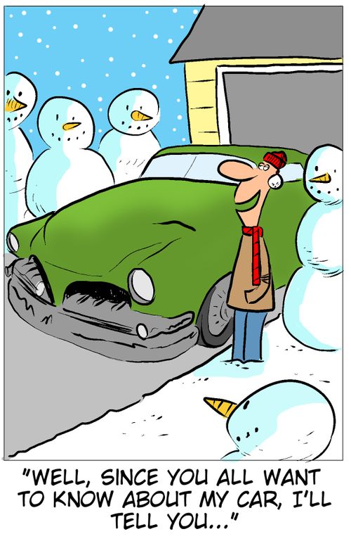 'Well, since you all want to know about my car, I'll tell you...'