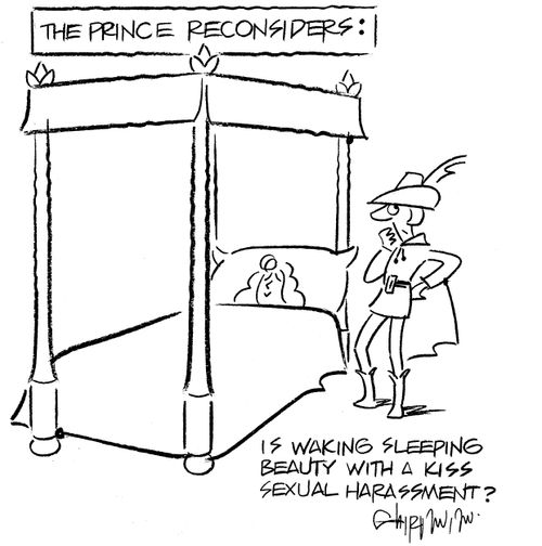 The prince reconsiders...'Is waking sleeping beauty with a kiss sexual harassment?'