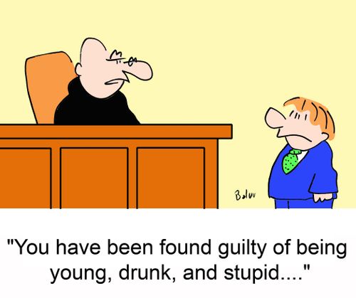 You have been found guilty of being young, drunk and stupid...