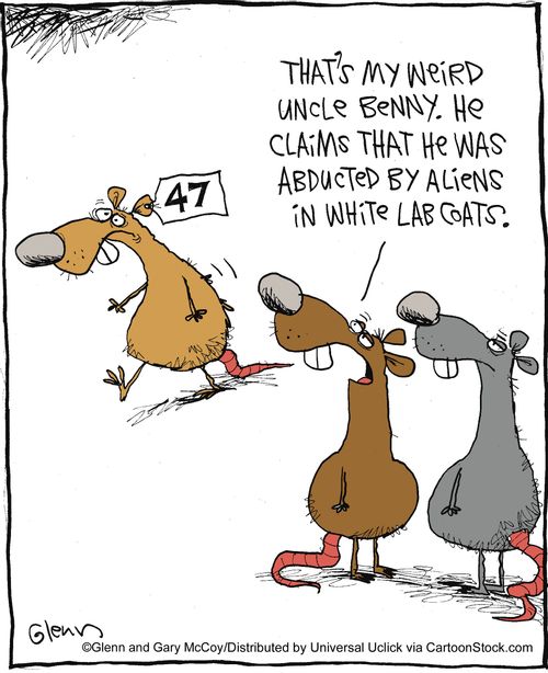 'That's my weird Uncle Benny. He claims that he was abducted by aliens in white lab coats.'