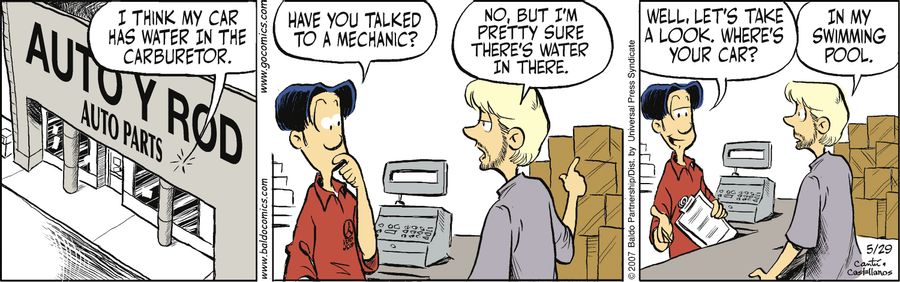 "I think my car has water in the carburetor."