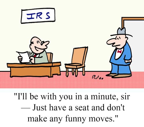 "I'll be with you in a minute, sir - Just have a seat and don't make any funny moves."