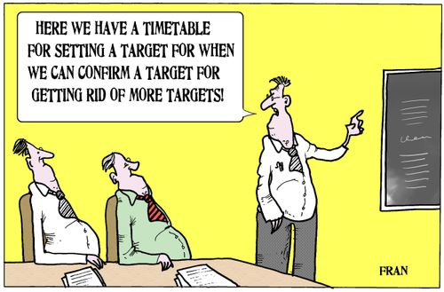 'Here we have a timetable for setting a target for when we can confirm a target for getting rid of more targets.'