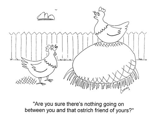 "Are you sure there's nothing going on between you and that ostrich friend of yours?"