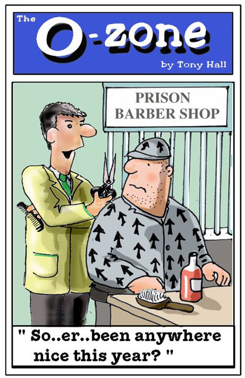 'So...er...been anywhere nice this year.' Prison Barber