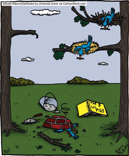 Bird's Mimicking the Three Little Pigs,