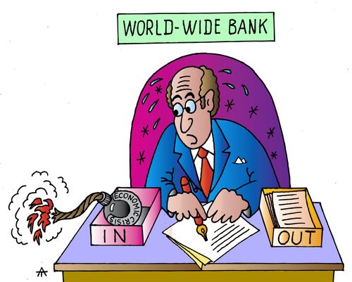 World-Wide Bank: Economic crisis lands in the in-tray.