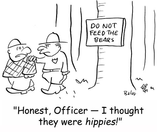 'Honest, officer -- I thought they were hippies!'