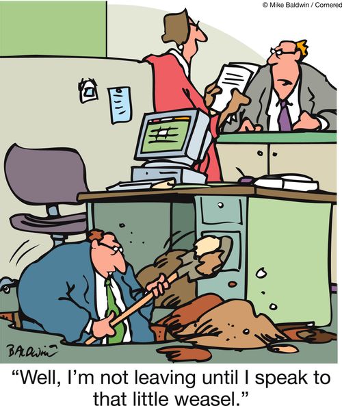 'Well, I'm not leaving until I speak to that little weasel.'