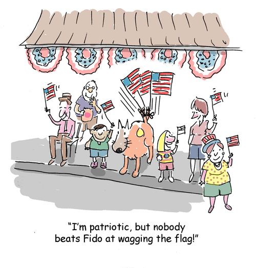 'I'm patriotic, but nobody beats Fido at wagging the flag!'