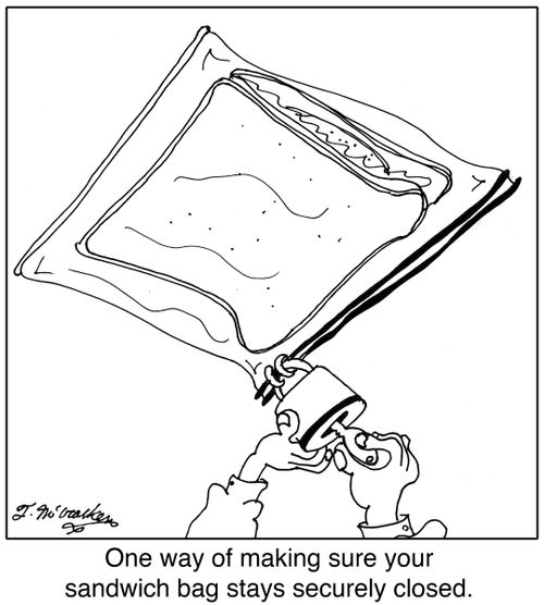 One way of making sure your sandwich bag stays securely closed.