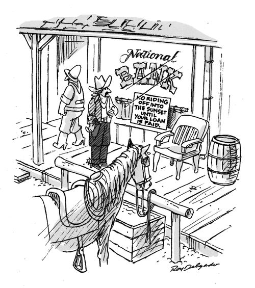 National Bank: No riding off into the sunset until your loan is paid.