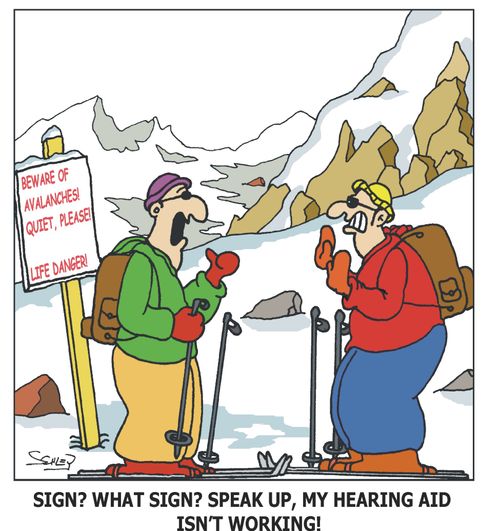 'SIGN? WHAT SIGN? SPEAK UP, MY HEARING AID ISN'T WORKING!'