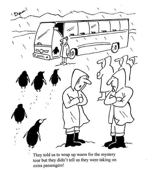 They told us to wrap up warm for the mystery tour, but they didn't tell us they were taking on extra passengers!