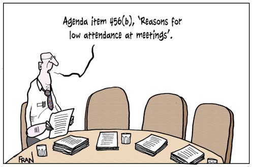'Agenda item 456(b), 'Reasons for low attendance at meetings'.'