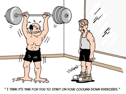 'I think it's time for you to start on your cooling-down exercises.'