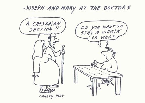 Mary being offered a caesarian section to remain a virgin