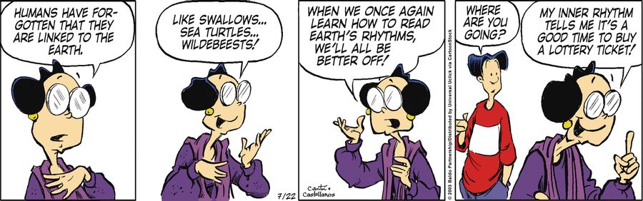 "Humans have forgotten that they are linked to the Earth. Like swallows...sea turtles...wildebeests! When we once again learn how to read Earth's rhythms, we'll all be better off!"