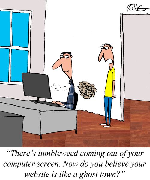"There's tumbleweed coming out of your computer screen. Now do you believe your website is like a ghost town?"