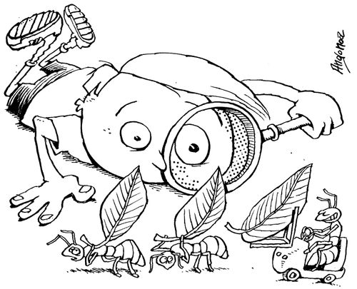 Ant using fork lift to carry his leaf