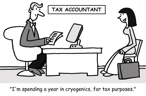 "I'm spending a year in cryogenics, for tax purposes."