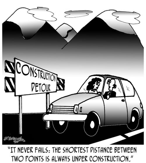 'It never fails: The shortest distance between two points is always under construction.'
