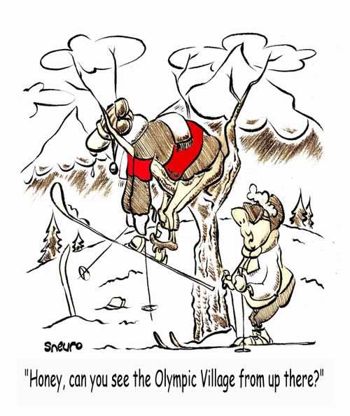 Honey, can you see the Olympic Village from up there?