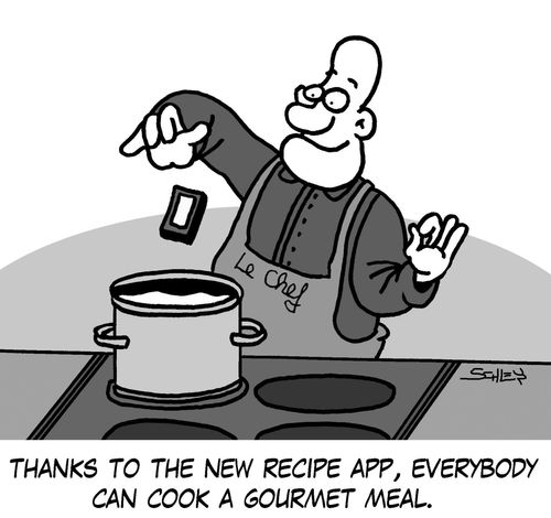 Thanks to the new recipe app, everybody can cook a gourmet meal.