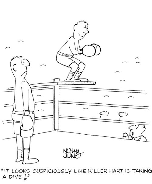 'It looks suspiciously like Killer Hart is taking a dive!'