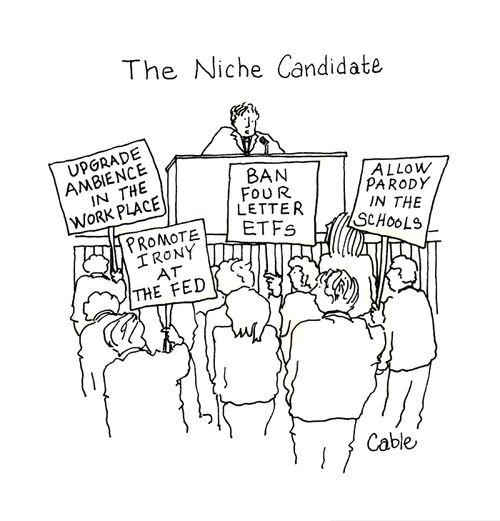 Title: Political candidate focused on minor issues of interest to few