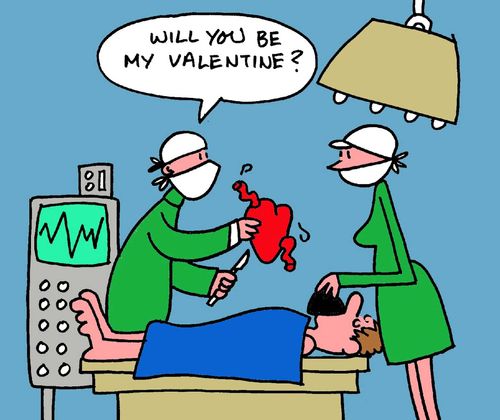 Surgeon gives nurse heart, saying, Will you be my valentine?