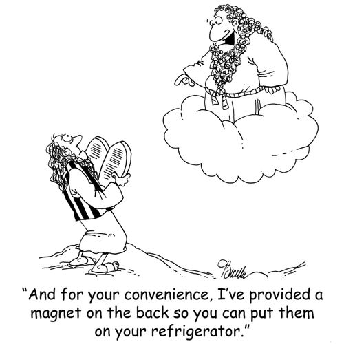 'And for your convenience, I've provided a magnet on the back so that you can put them on the refrigerator.'