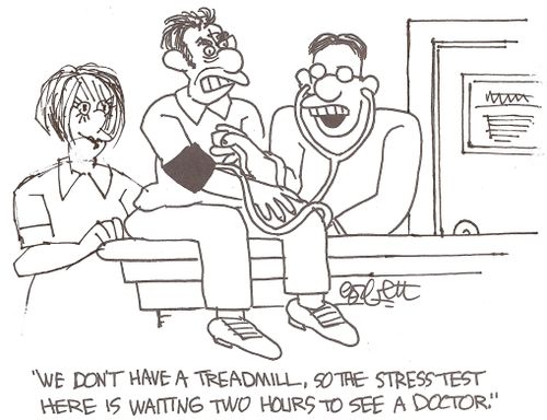 'We don't have a treadmill, so the stress test here is waiting two hours to see a doctor.'