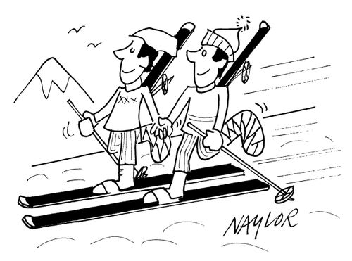 Skiing.