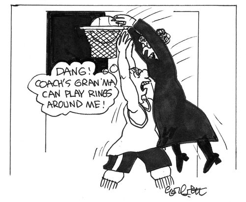 "Dang! Coach's Gran'ma can play rings around me!"