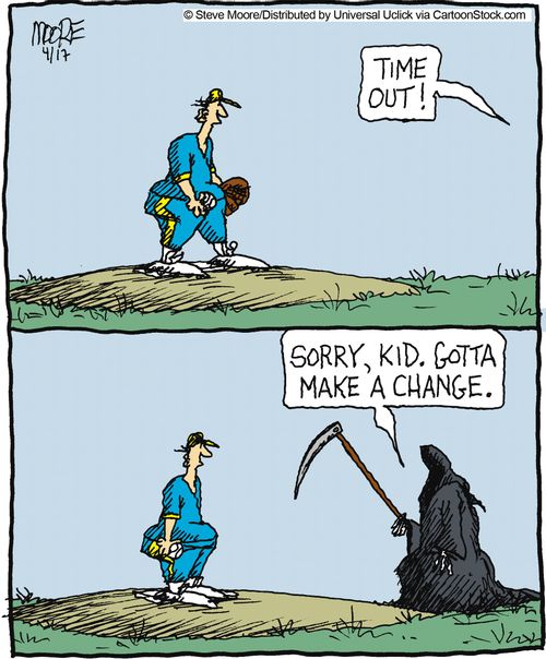 'Time Out...Sorry, kid. Gotta make a change.'